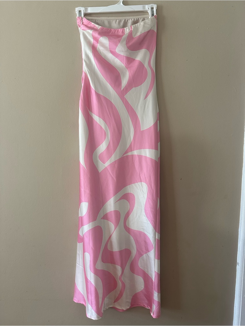 Sndys Angel Strapless Pink & White Swirl Maxi Dress, Sz XXS - Picture 3 of 6